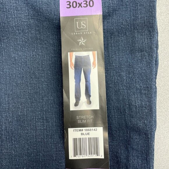 Urban Star Men's 30x30 Stretch Slim Fit Jeans Blue Denim  N0248 - Picture 9 of 12